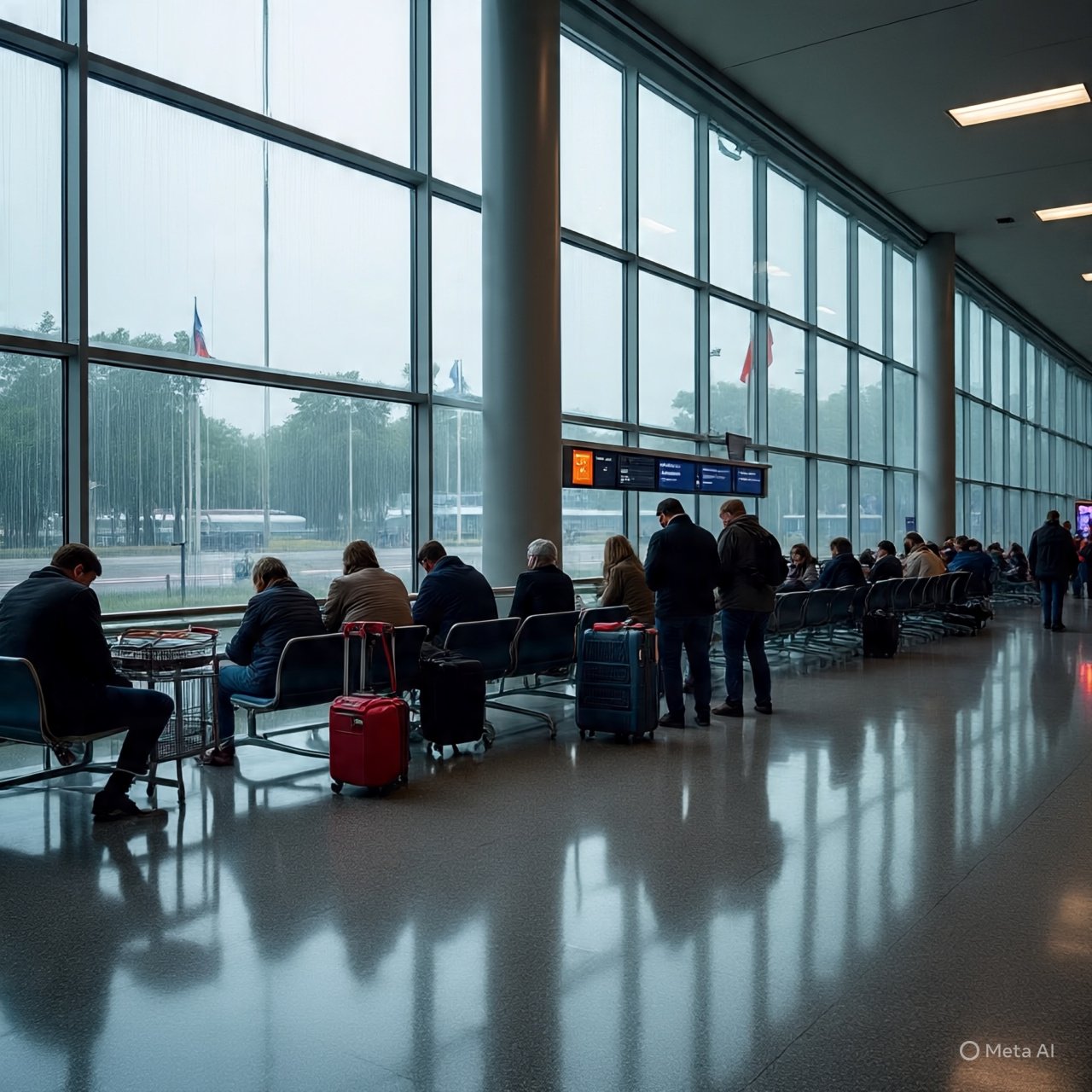 Auckland Airport Operations Disrupted by Severe Weather, Leaving Passengers Stranded - AI Image
