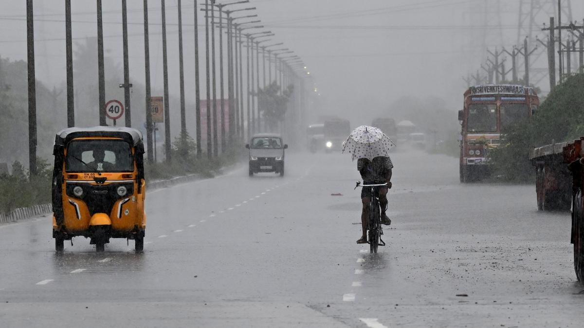 Heavy rain at Ennore Express Highway, Manali in Chennai. File | Photo Credit: B. Jothi Ramalingam