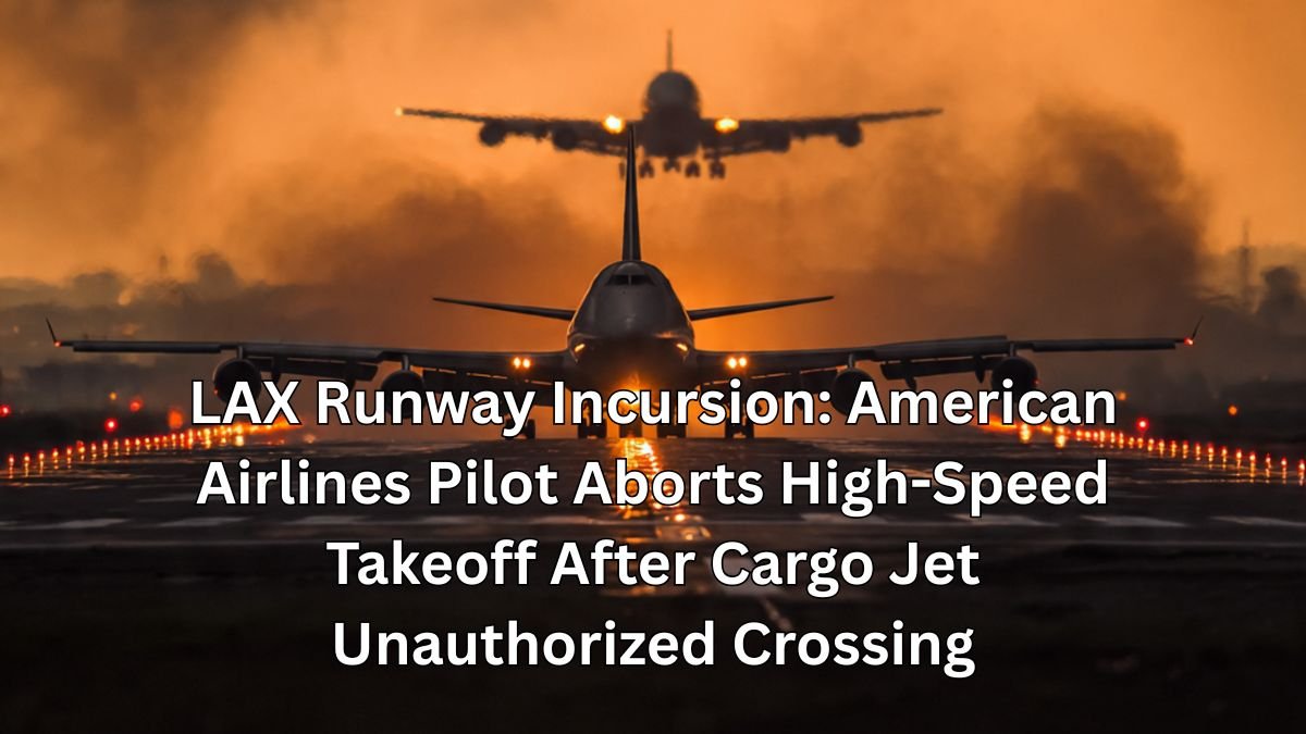 LAX Runway Incursion: American Airlines Pilot Aborts High-Speed Takeoff After Cargo Jet Unauthorized Crossing - AI Generated