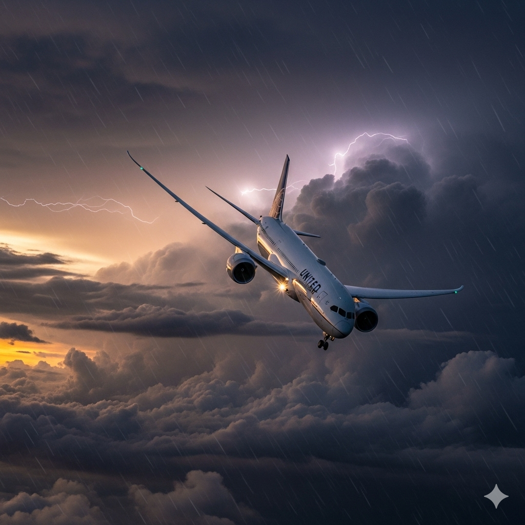 United Airlines Flight Plunges 25,000 Feet in Six Minutes - AI Generated Image